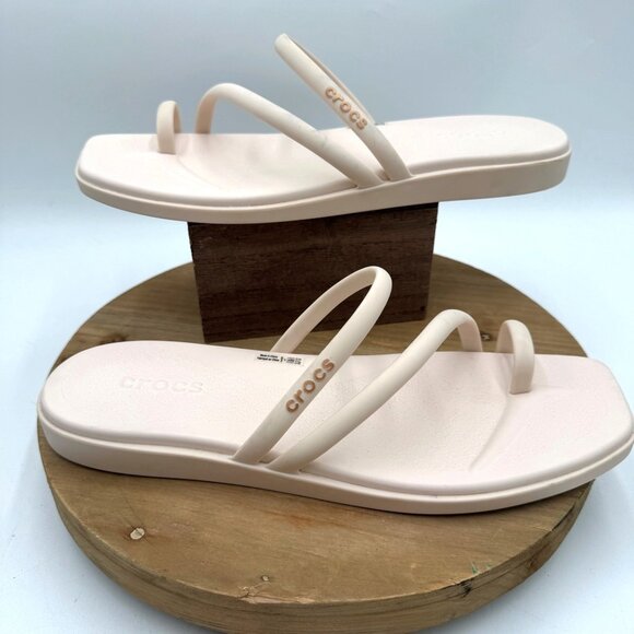 Crocs Women's Miami Toe Loop Sandal size 11 cream sandals as seen on Tik Tok - Picture 1 of 9